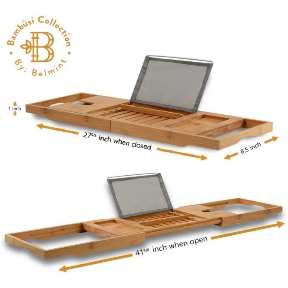 Expandable Bamboo Spa Bathtub Caddy / Tray